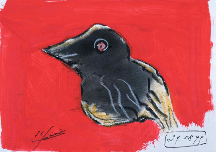 Jean-Louis SIMONIN - Peinture originale - Gouache - L'oiseau