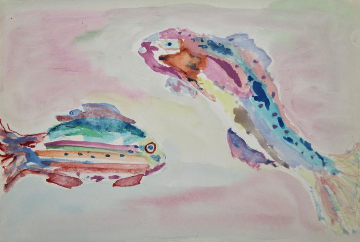Pierre Bosco - Peinture originale - Aquarelle - Etude de poisson