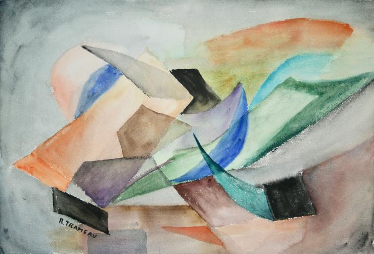 Raymond TRAMEAU - Peinture originale - Aquarelle - Composition abstraite 14