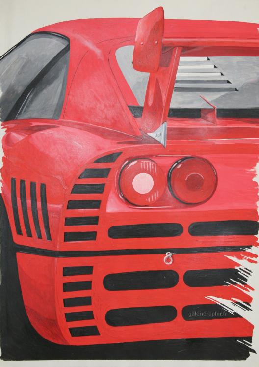Jerry KOH - Peinture originale - Gouache - Ferrari Evolutione