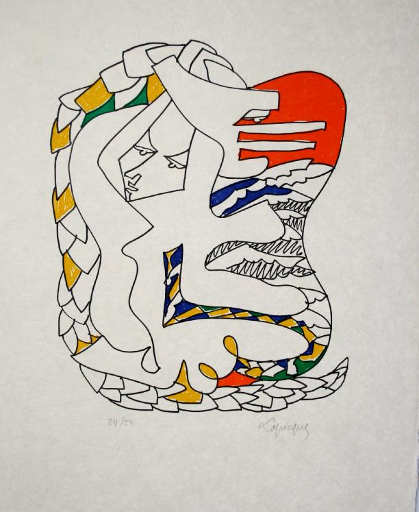 Charles LAPICQUE - Estampe originale - Lithographie - Quetzalcoalt