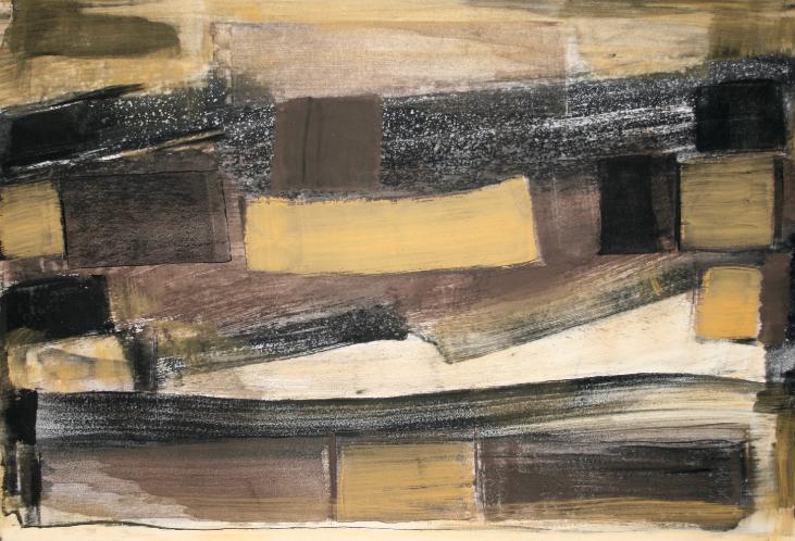 Jean Marie LEDANNOIS - Peinture originale - Gouache - Composition abstraite 91