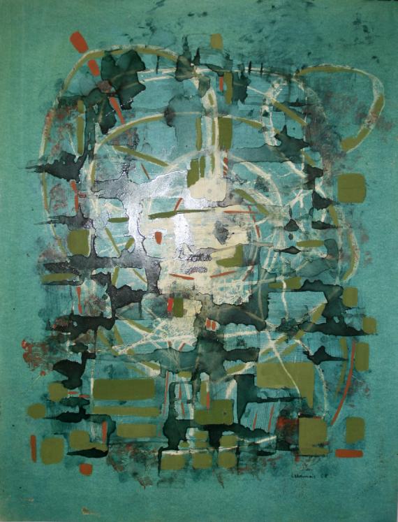 Jean Marie LEDANNOIS - Peinture originale - Gouache - Composition abstraite 17