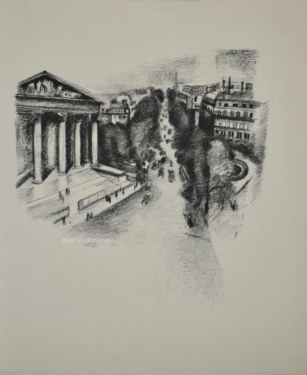 Robert DELAUNAY - Estampe originale - Lithographie -  Paris La Madeleine et les boulevards