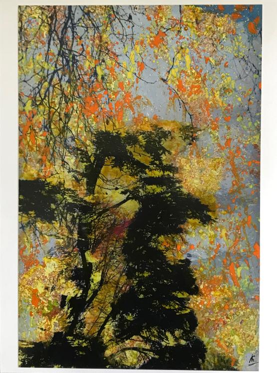 Jean Claude Chastaing - Peinture originale à huile sur photo - Balade en forêt 1