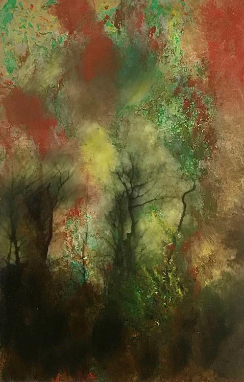 Jean Claude Chastaing - Peinture originale à huile sur photo - Balade en forêt 6