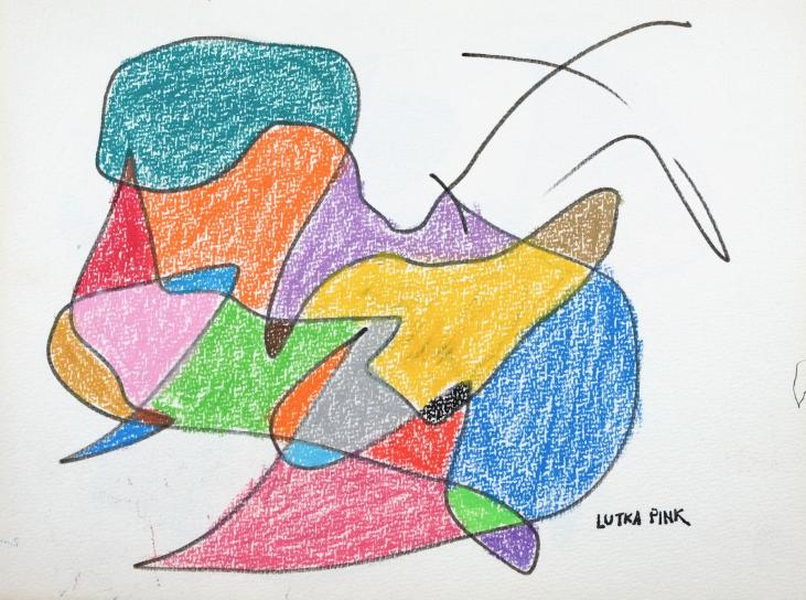 Lutka PINK - Dessin original - Pastel et Feutre - Composition