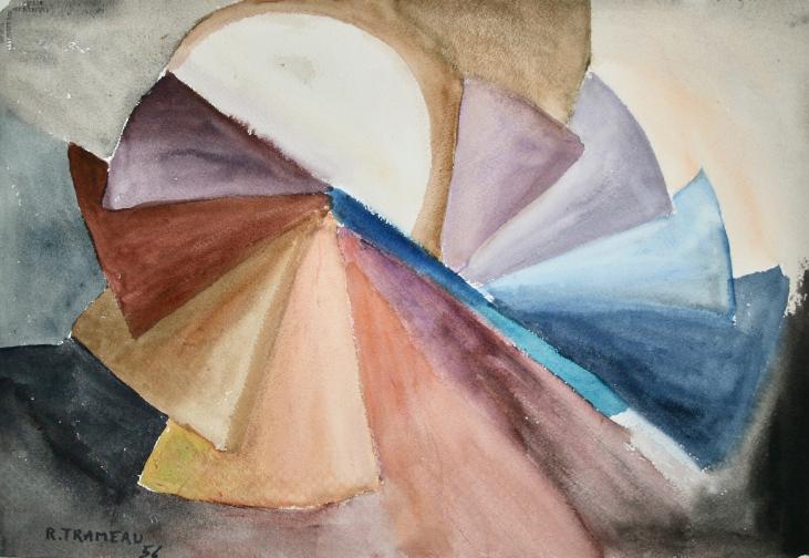 Raymond TRAMEAU - Peinture originale - Aquarelle - Composition abstraite 9