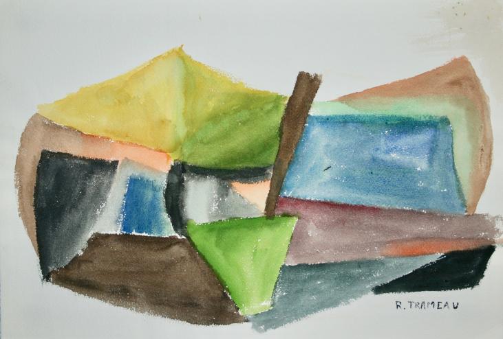 Raymond TRAMEAU - Peinture originale - Aquarelle - Composition abstraite 11