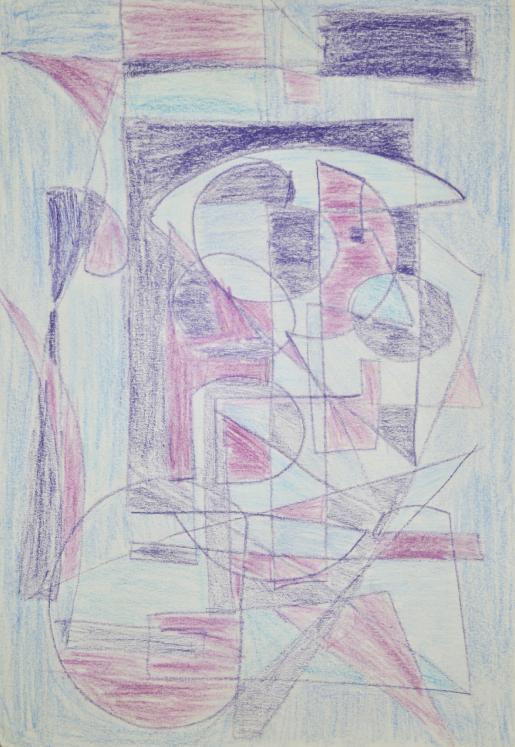 Raymond TRAMEAU  - Dessin original - Crayon - Composition abstraite 20