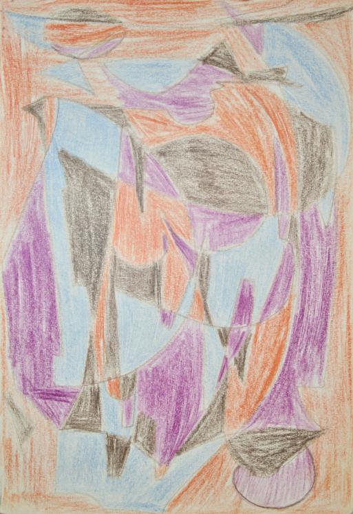 Raymond TRAMEAU - Dessin original - Crayon - Composition abstraite 21