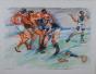 Magdalena Reinharez - Peinture originale - Aquarelle rehaussée à la pastel - Rugby
